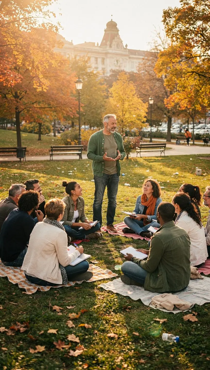 Célkitűző workshop, ahol résztvevők jegyzetelnek és inspiráló ötleteket osztanak meg.