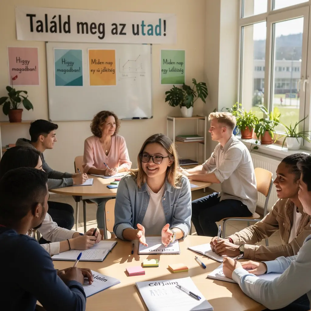 Motiváló beszélgetés a mentor és a diák között egy életmódtanácsadás során.